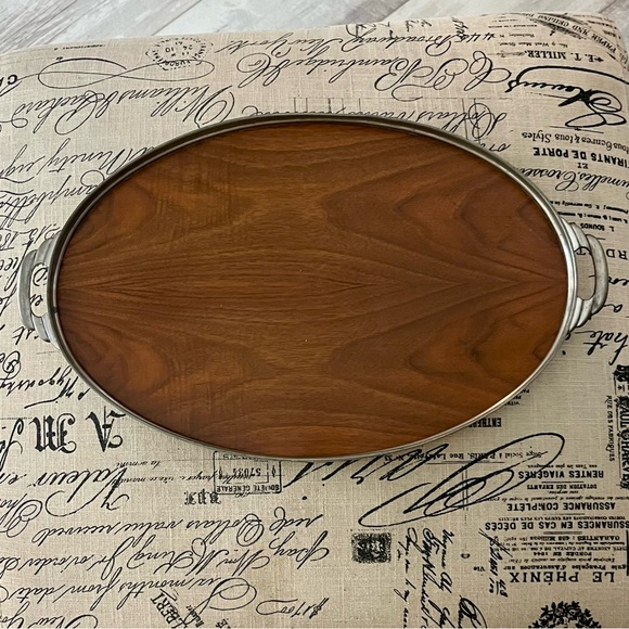 Vintage Royal Holland Teak
Wood Oval Tray Pewter Frame Rim 16.75" MCM
1950's - Picture 7 of 14